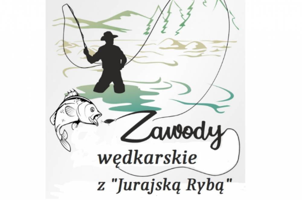 : Plakat promujący zawody wędkarskie z "Jurajską Rybą"